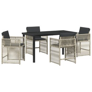 vidaXL Set de jardin 5 pièces avec coussins en rotin gris clair