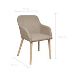 vidaXL Chaises à manger lot de 6 beige tissu et chêne massif