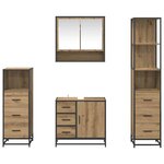 vidaXL Ensemble de mobilier de salle de bain 4 Pièces Chêne artisanal