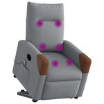 vidaXL Fauteuil inclinable de massage électrique Gris clair Tissu