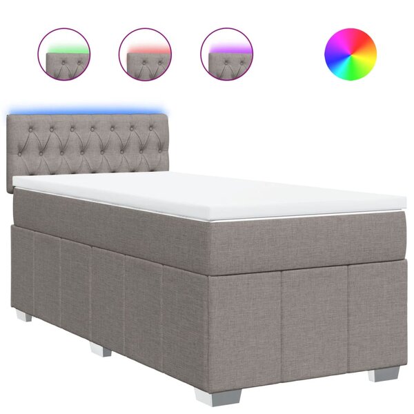vidaXL Sommier à lattes de lit avec matelas Taupe 90x190 cm Tissu