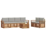 vidaXL Ensemble de canapés d'extérieur 7 Pièces Gris Naturel et Clair