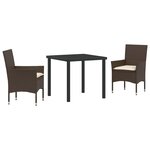 vidaXL Ensemble de salle à manger pour jardin 3 Pièces Marron Poly rotin