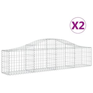 vidaXL Paniers à gabions arqués 2 Pièces 200x30x40/60 cm Fer galvanisé