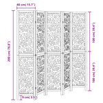 vidaXL Cloison de séparation 5 panneaux noir bois de paulownia massif