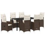 vidaXL Ensemble de salle à manger de jardin 7 pièces avec coussins marron en poly rotin