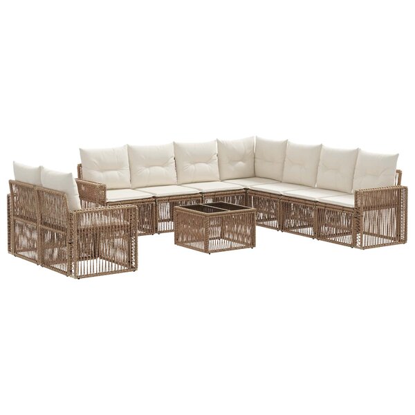 vidaXL Ensemble de canapé de jardin 10 Pièces Beige et blanc crème