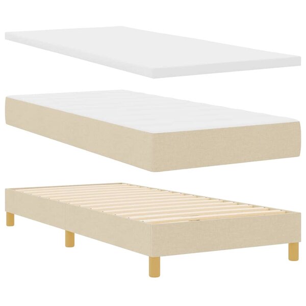 lit à ressort vidaXL avec matelas - Crème 100x200 cm Tissus