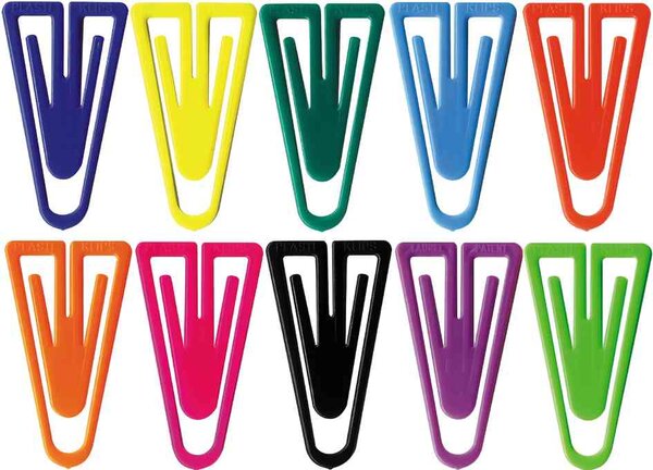 Trombones plastique 25 mm assortis par couleur sachet de 100 LAUREL