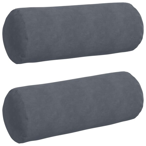 vidaXL Coussins d'accent 2 Pièces Gris foncé Ø 25 x 70 cm