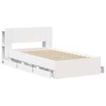 vidaXL Cadre de lit avec rangement Blanc 75 x 190 cm Bois d'ingénierie