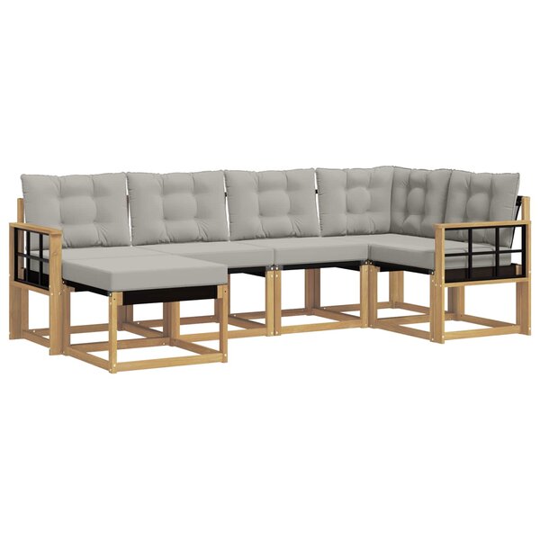 vidaXL Ensemble de canapés d'extérieur 6 Pièces Blanc et gris clair