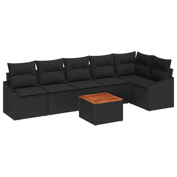 vidaXL Ensemble de canapé de jardin 7 Pièces Noir 55 x 55 x 37 cm