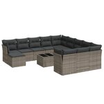 vidaXL Salon de jardin avec coussins 13 Pièces gris résine tressée