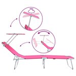 vidaXL Transat 2-personne 2 Pièces Rose 58 x 188 x 77cm tissu