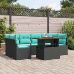 vidaXL Ensemble de canapé de jardin avec coussin 7 Pièces Noir et bleu