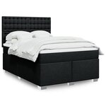 vidaXL Sommier à lattes de lit avec matelas Noir 140x190 cm Tissu