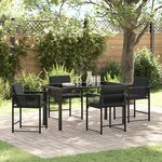 vidaXL Ensemble de salle à manger de jardin 5 pièces avec coussins en polyrotin noir
