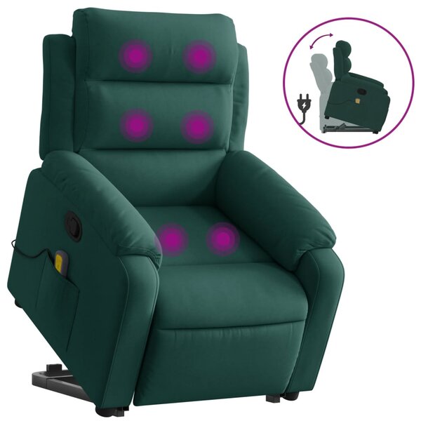 vidaXL Fauteuil de massage inclinable Vert foncé Velours