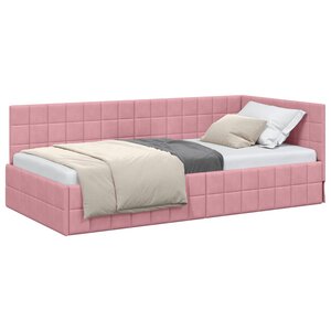 vidaXL Cadre de lit d'angle Rose 90 cm x 190 cm Velours