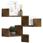 vidaXL Étagères d'angle murales 2 Pièces Chêne fumé 40x40x50 cm Bois