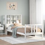 vidaXL Lit bibliothèque sans matelas blanc 90x200cm bois de pin massif