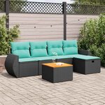 vidaXL Salon de jardin 6 Pièces avec coussins noir résine tressée