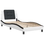 vidaXL Cadre de lit sans matelas Zadar blanc et noir 90x200 cm similicuir