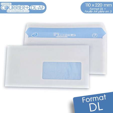 Lot de 100 enveloppes blanches dl avec fenêtre - gamme courrier+