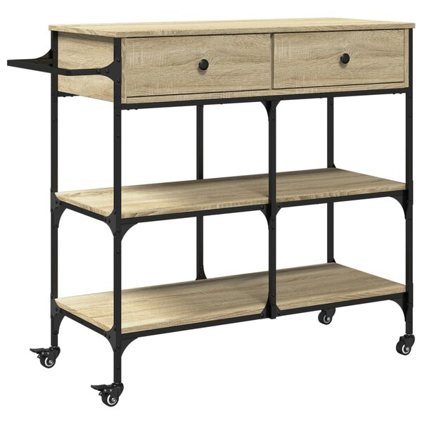 vidaXL Chariot de cuisine chêne sonoma 105x42x95 cm bois d'ingénierie