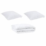 vidaXL Couette avec oreiller 3 Pièces Blanc Microfibre