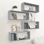 vidaXL Étagères murales cube 4 Pièces Sonoma gris 60x15x23 cm Bois