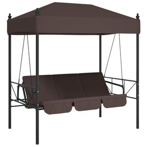 vidaXL Balancelle de jardin avec auvent marron café acier