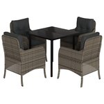 vidaXL Ensemble à manger de jardin 5 Pièces coussins gris résine tressée