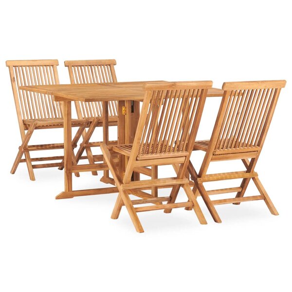 vidaXL Mobilier à dîner d'extérieur pliable 5 Pièces Bois solide de teck