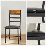 Chaises de salle à manger lot de 2 siège de cuisine assise rembourrée cadre en acier ergonomique style industriel pour salon cuisine marron rustique et noir 12_0004980