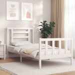 vidaXL Cadre de lit avec tête de lit blanc petit simple bois massif