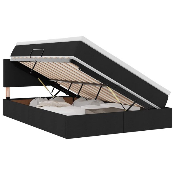 vidaXL Lit de rangement LED avec matelas Noir 140 x 190 cm Tissu