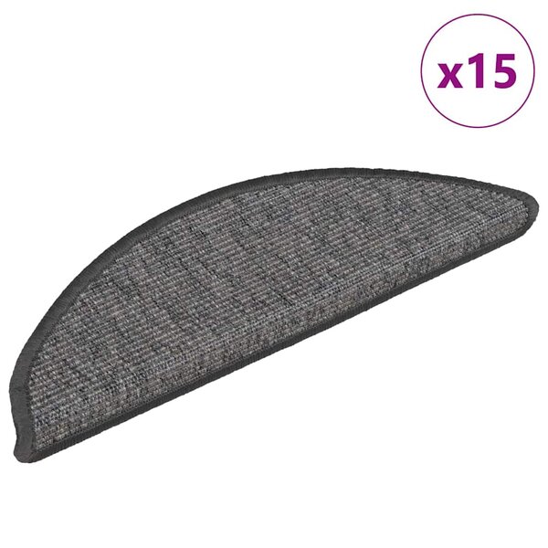vidaXL Tapis d'escalier 15 pièces 56 x 17 x 3 cm Beige et gris Demi-rond