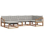 vidaXL Ensemble de canapés d'extérieur 6 pc Gris Naturel et Clair