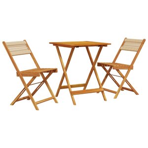 vidaXL Ensemble de bistro 3 Pièces beige polypropylène et bois massif
