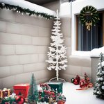 vidaXL Demi sapin de Noël artificiel mince avec support Blanc 210 cm