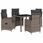 vidaXL Ensemble de repas extérieur 5 Pièces Gris clair et gris foncé
