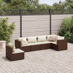 vidaXL Salon de jardin 6 Pièces avec coussins Marron Résine tressée