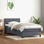 vidaXL Sommier à lattes de lit et matelas et LED gris foncé 90x220 cm velours