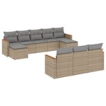 vidaXL Salon de jardin et coussins 10 Pièces mélange beige résine tressée