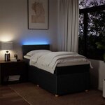 vidaXL Sommier à lattes de lit avec matelas Noir 90x200 cm Tissu