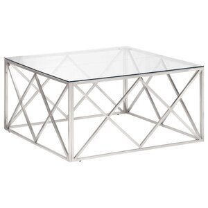 vidaXL Table basse argenté acier inoxydable et verre trempé