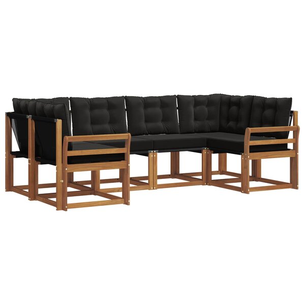 vidaXL Ensemble de canapés d'extérieur 6 Pièces Naturel et noir