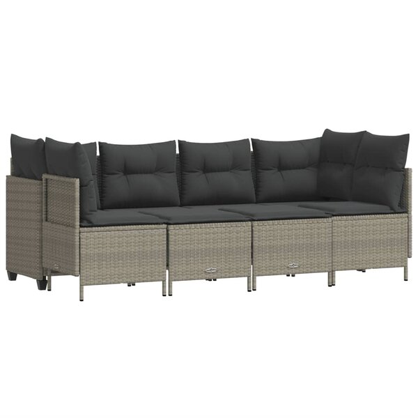 vidaXL Salon de jardin 5 Pièces avec coussins gris clair résine tressée